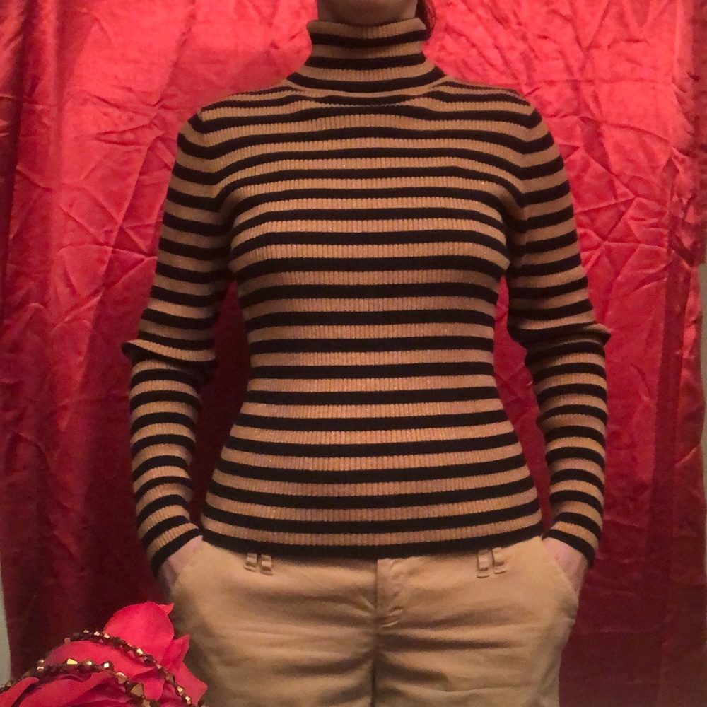 Turtleneck Sweater Moda International Black & Gold Size M —#096 - Picture 10 of 14
